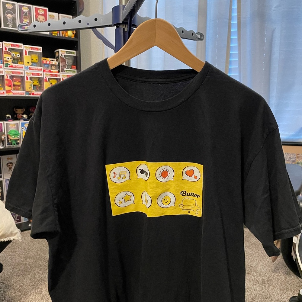 Bts Butter T Shirt Black Yellow Medium/large
